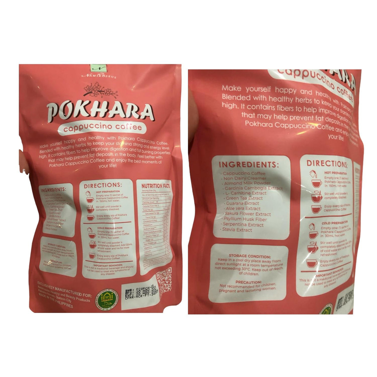 2 Packs POKHARA Cappuccino Coffee by K-Nami
