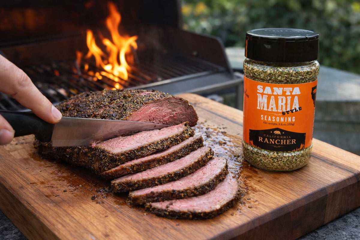 California Rancher | Santa Maria BBQ Seasoning | 6.5 Ounce, Salt Pepper Garlic Herb Blend | Coarse Texture, All-Purpose Rub, No MSG | Santa Maria