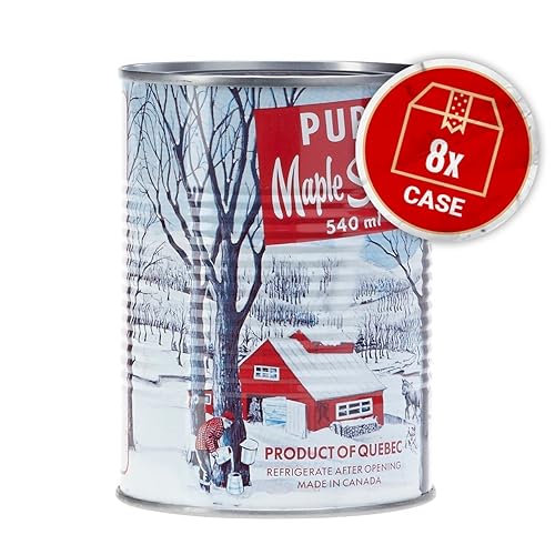Decacer Pure Maple Syrup, 1 Medium, 540ml/18.26oz. Can,(8pk) (Imported from Canada)