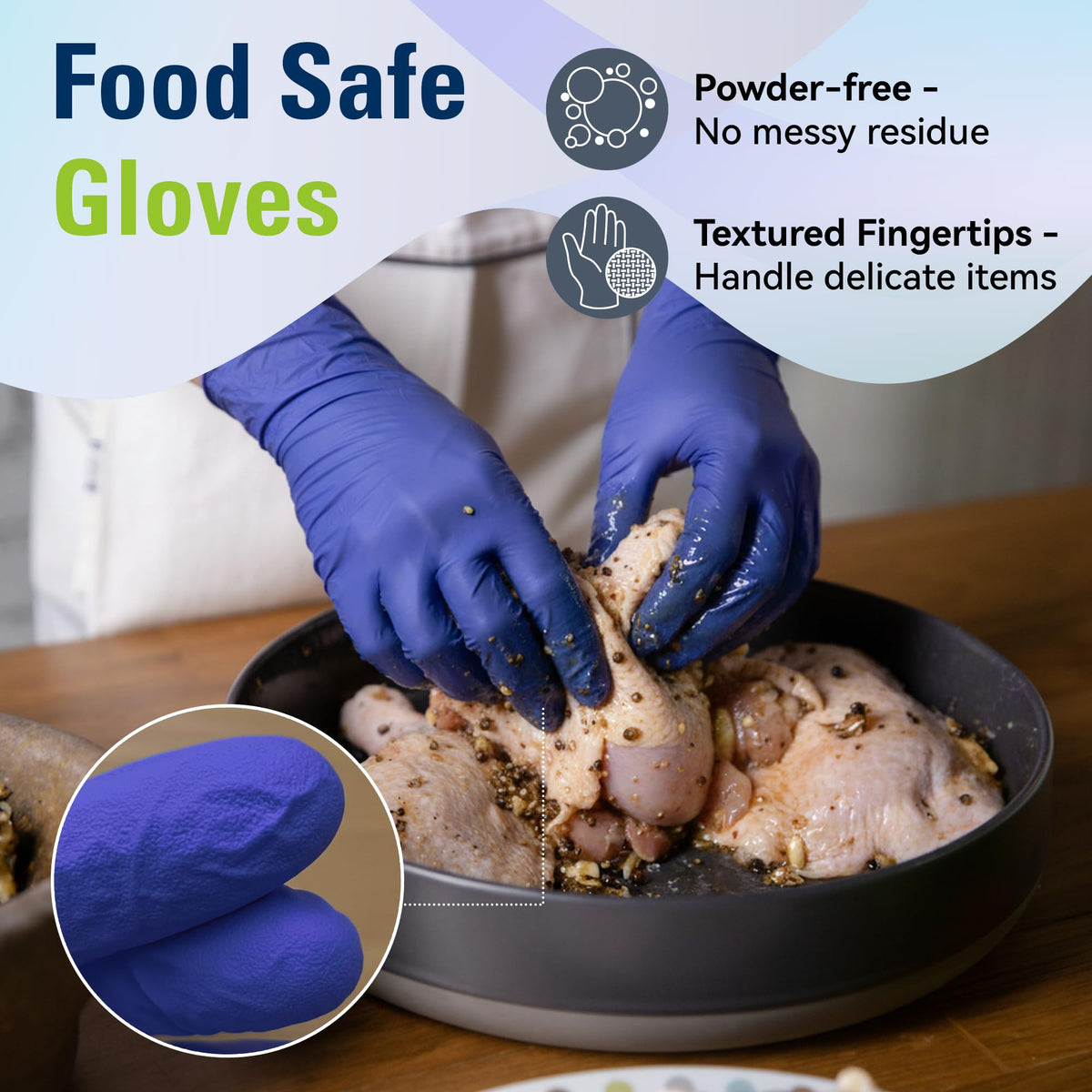SWIFTLITE Disposable Nitrile Gloves, Food Safe, Latex-Free Powder-Free, Kitchen Rubber Gloves for Cooking, Cleaning and Food Prep (Medium, 100)
