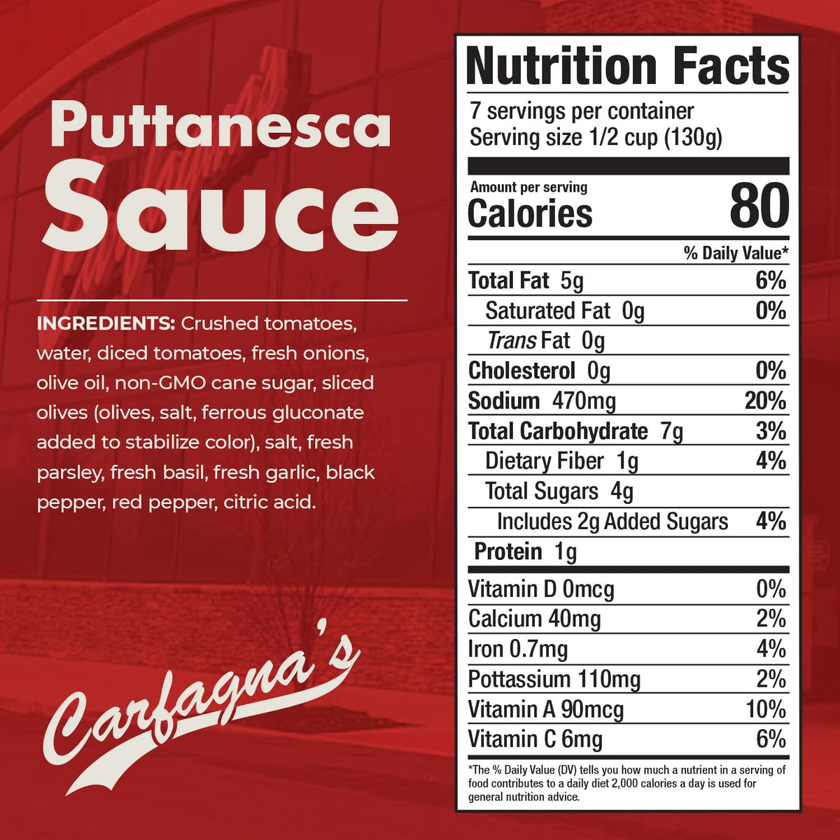 Carfagna's Pasta Sauce, Established 1937, Family Recipe, Made in Small Batches (32 Ounce, Puttanesca)