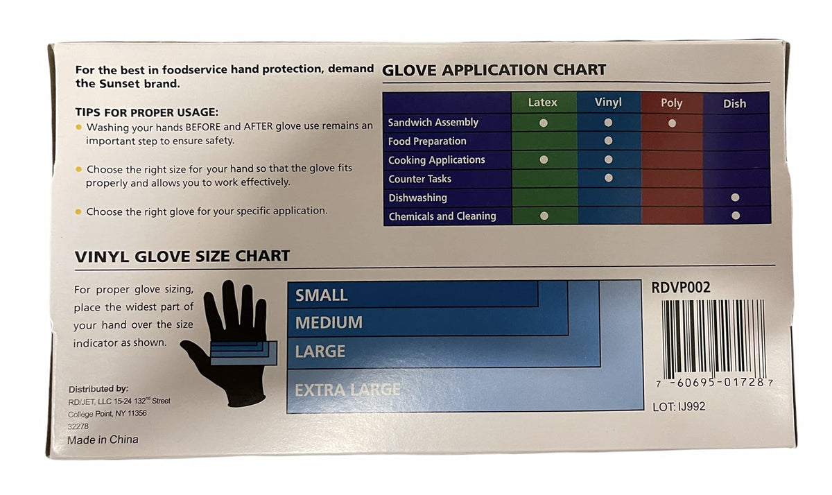 Sunset - Smooth Touch Vinyl Gloves with Powder, Size Medium - 100 ct