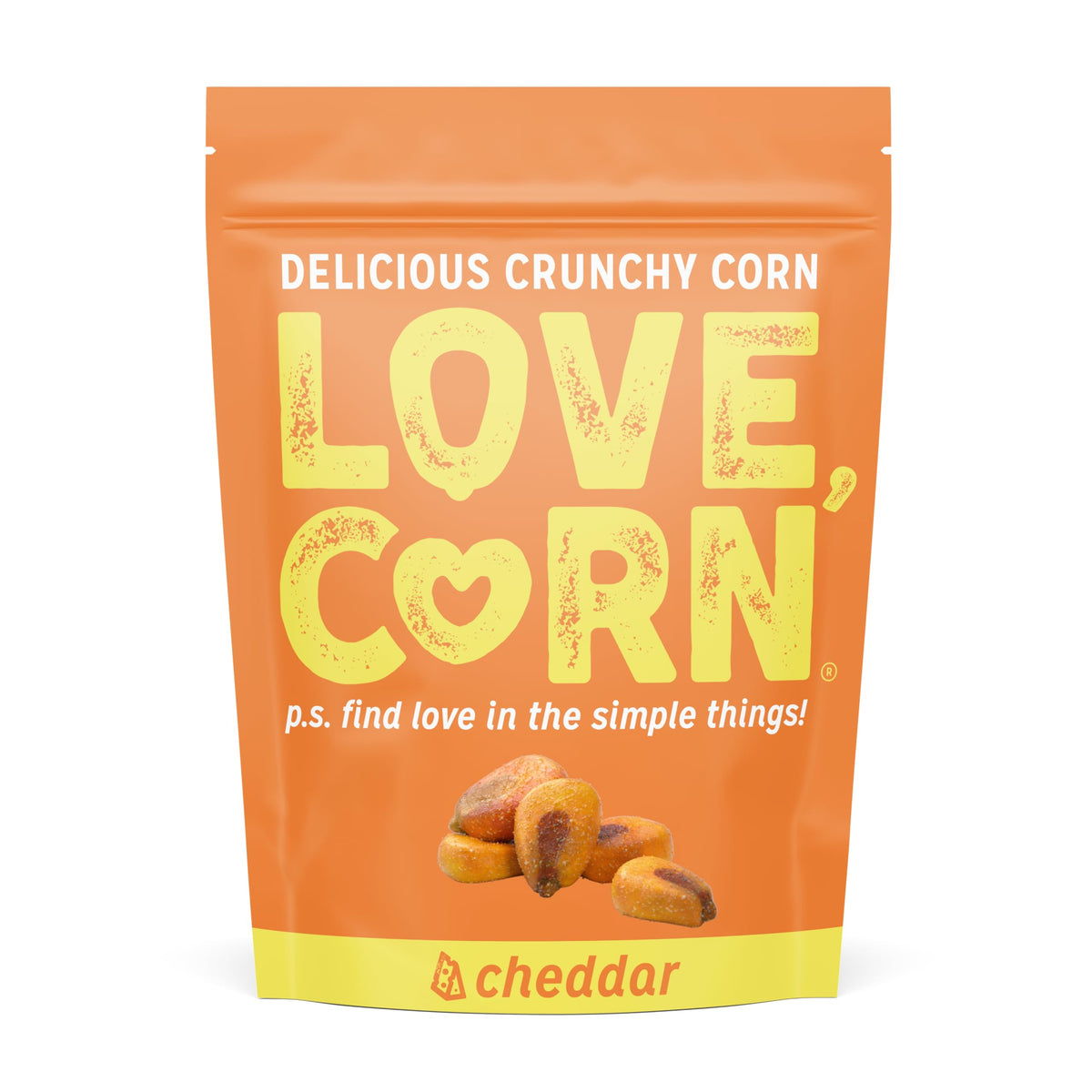 LOVE CORN Cheddar - Crunchy Roasted Corn Snack, Gluten Free, Non-GMO, Low Sugar, Vegan, Plant Based - Alternative to Chips, Nuts & Crackers - Office