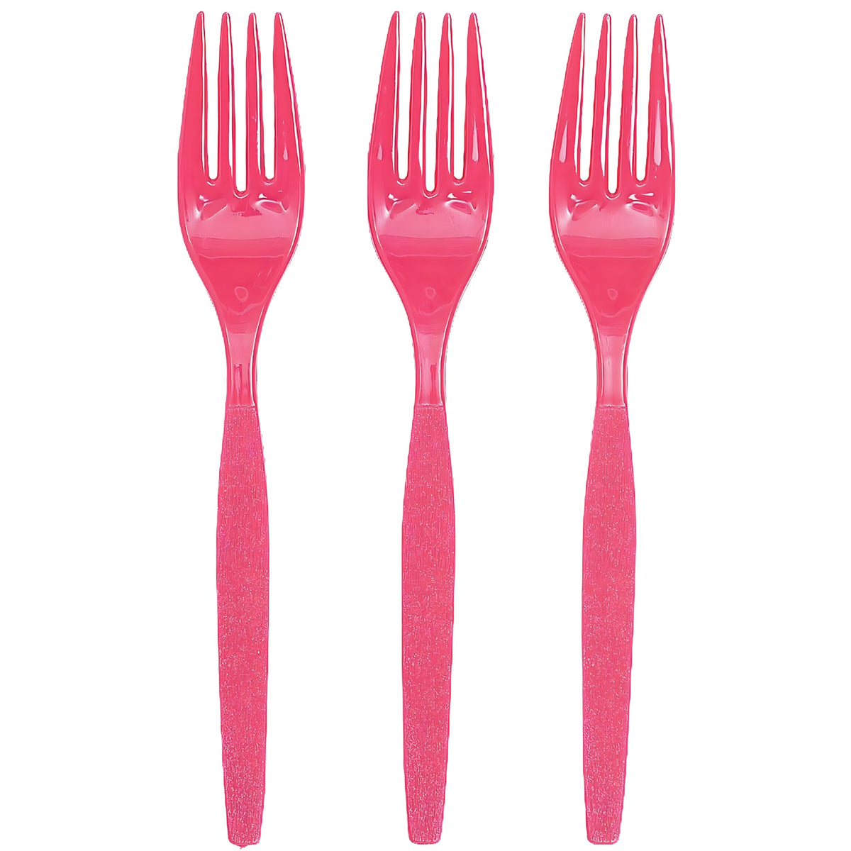 Fun Express - Hot Pink Plastic Forks (50 Pc) - Party Supplies - Solid Tableware - Cutlery - 50 Pieces
