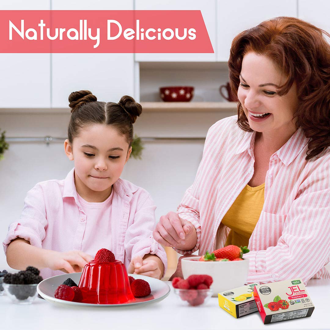 Bakol Jel Dessert - All Natural Vegan Dessert Mix - Kosher - Halal - No Artificial Sweeteners Flavors or Colors - Cherry Flavor (PACK OF 12)