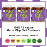 SAUCE UP Original Garlic Chip Chili Sauce - 3 Pack (6oz) | Super Crunchy, Savory & Garlicky | Premium Chef-Curated, Plant-Based, Gluten-Free, Non-GMO