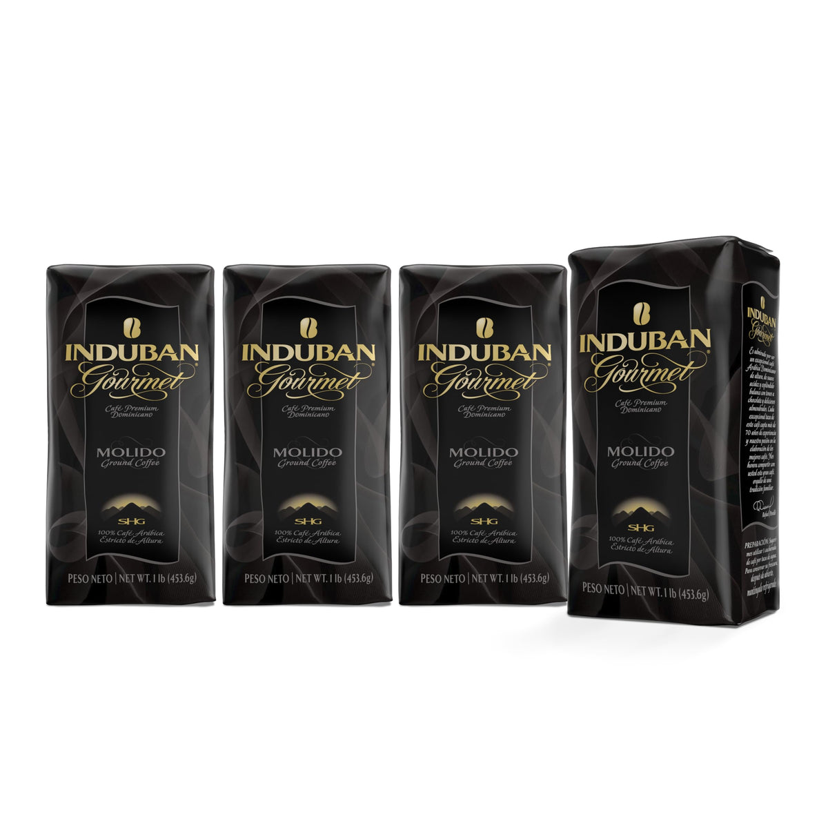 Induban Gourmet, 16 oz Bag, Ground Coffee, Medium Roast - Premium 100% Arabica Coffee from the Dominican Republic (Pack of 4)