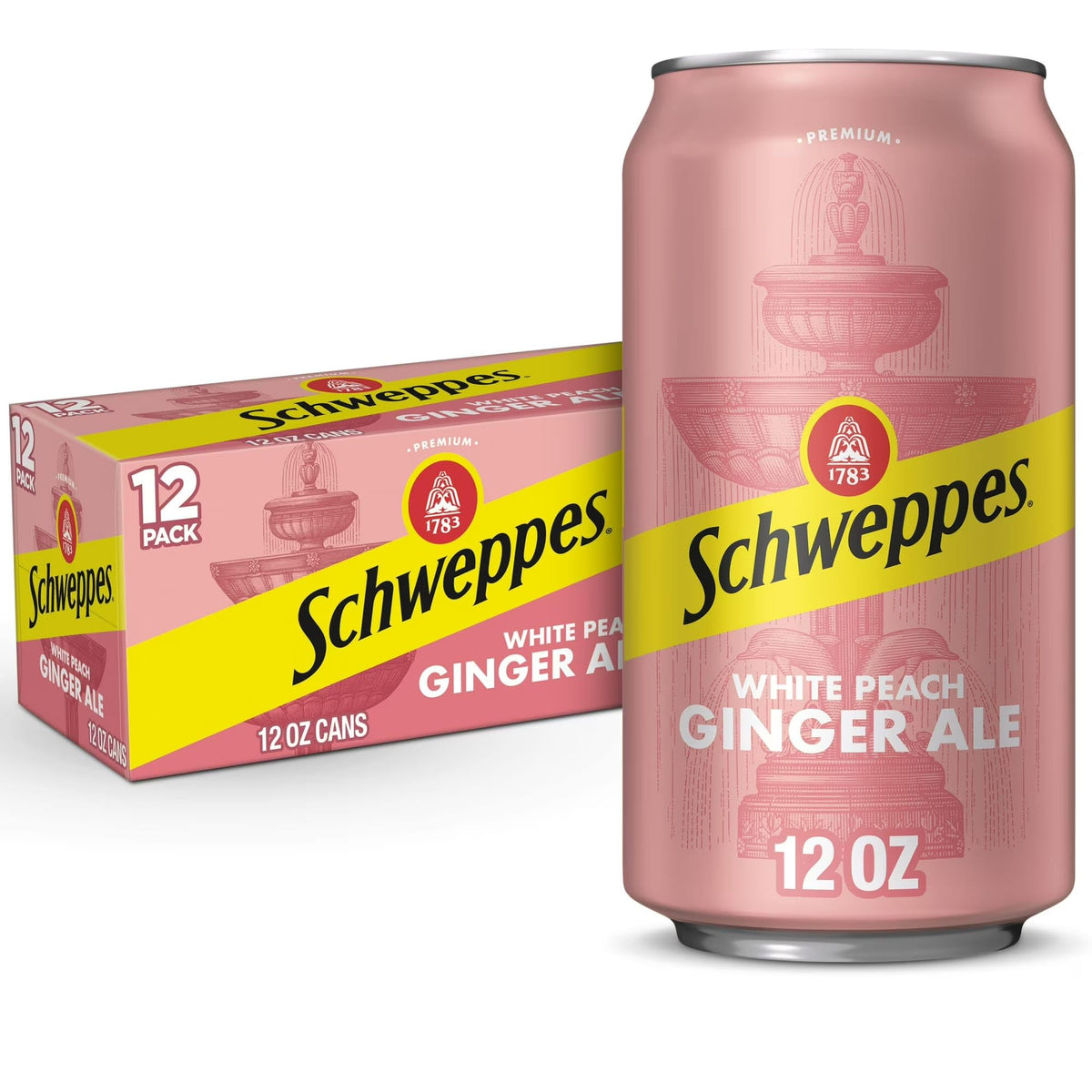 Schweppes White Peach Ginger Ale - Refreshing, Crisp, Delicious - 12, 12oz Cans