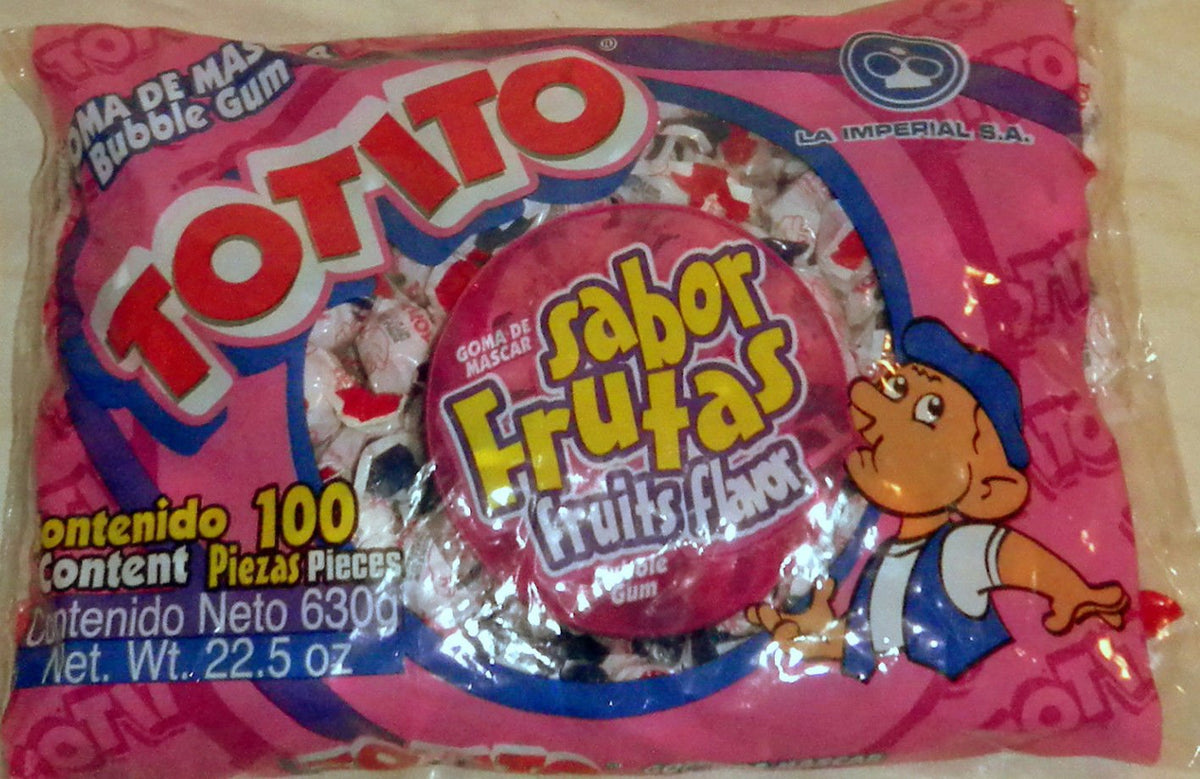 Totito Sabor Frutas - Fruits Goma De Mascar Bubble Gum 100 Pcs Net. Wt. 22.5oz