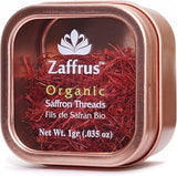 Zaffrus - Certified Organic Saffron Threads for Cooking Saffron Rice, Paella, Risotto, Soup, Desserts & Tea. (1 gram / .035 oz)