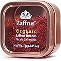 Zaffrus - Certified Organic Saffron Threads for Cooking Saffron Rice, Paella, Risotto, Soup, Desserts & Tea. (1 gram / .035 oz)
