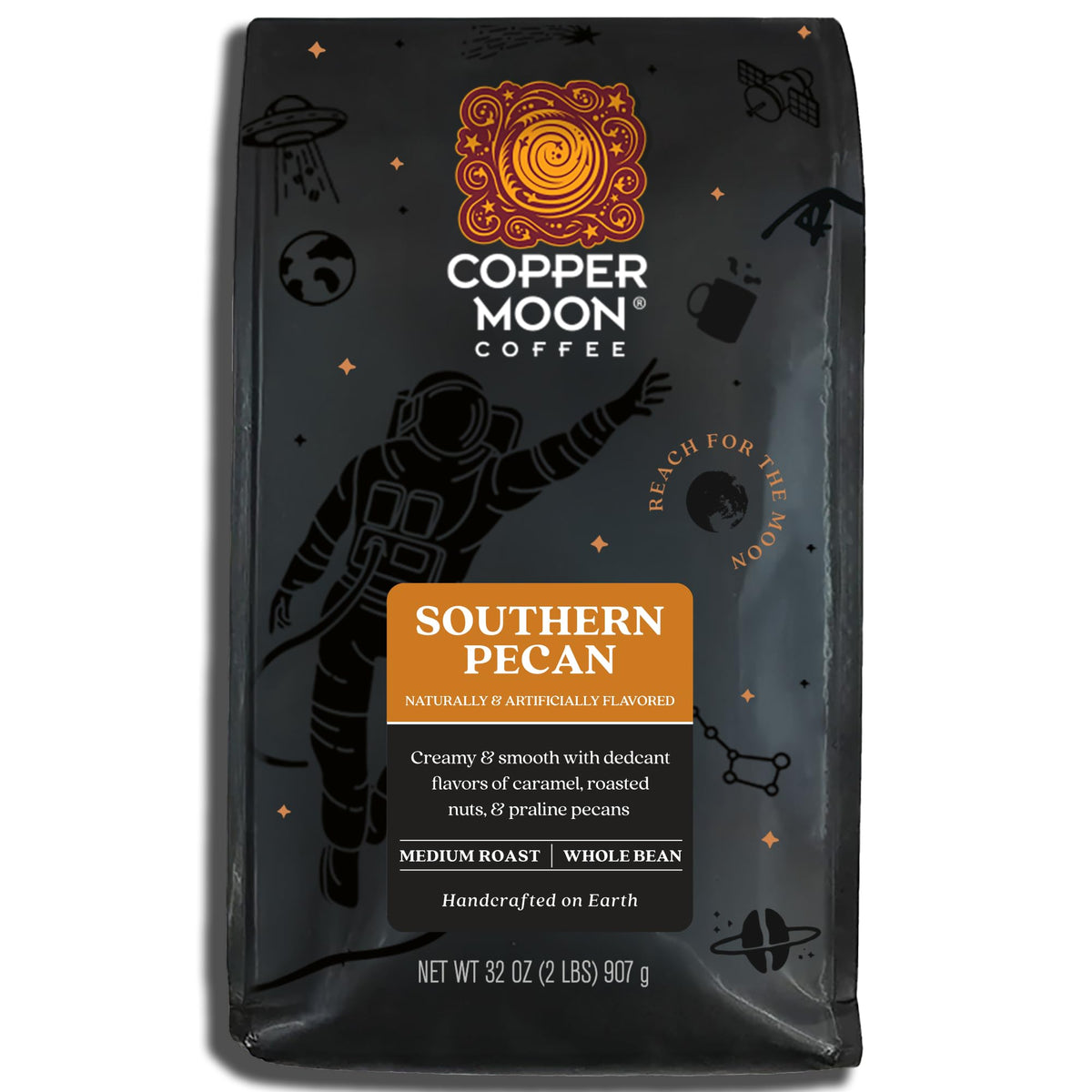 Copper Moon Medium Roast Whole Bean Coffee, Southern Pecan Blend, 2 Lb