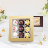 BAKIPACK 12 Gold Truffle Boxes with 9-Piece Plastics Tray, Chocolates Boxes