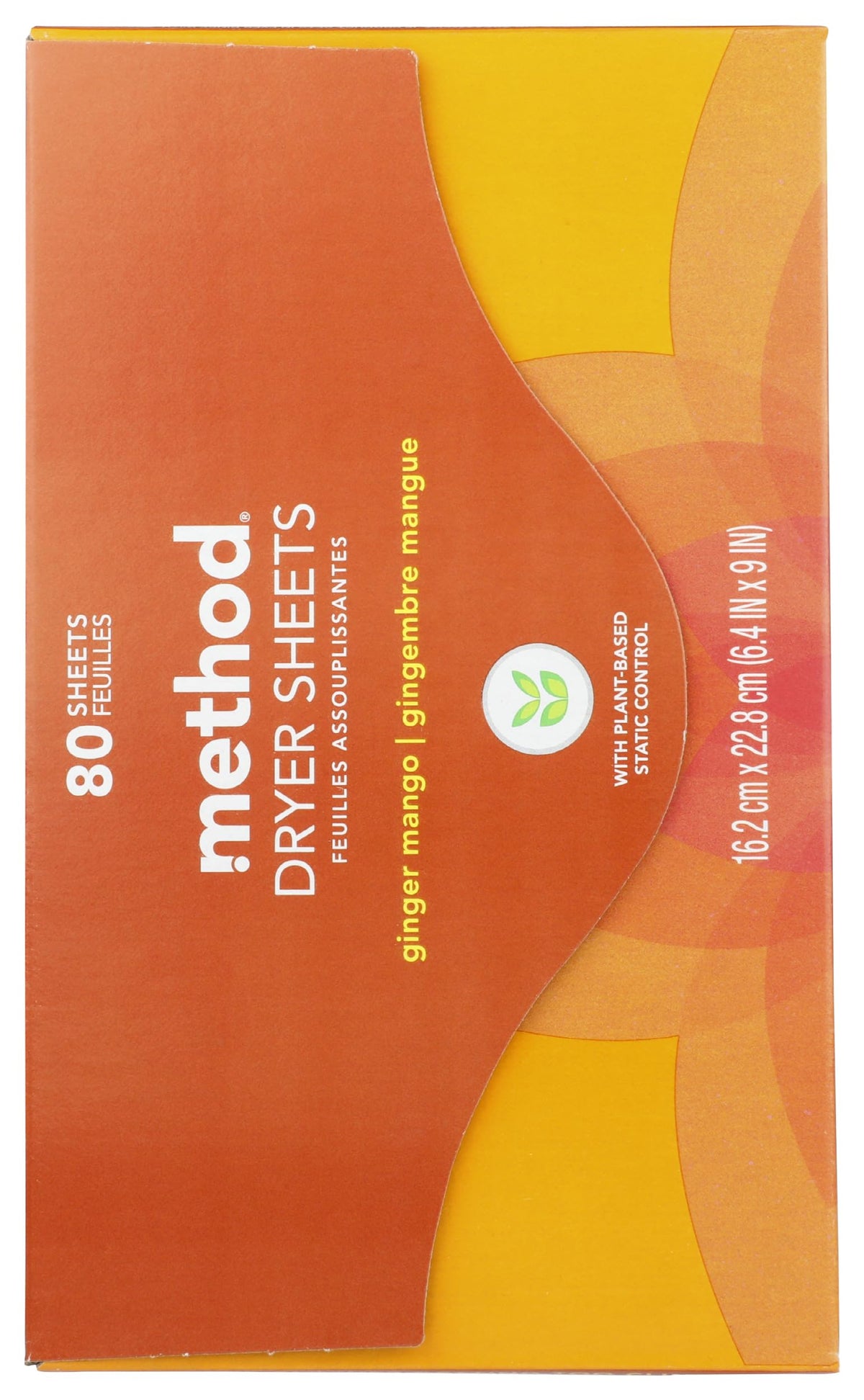 Method Dryer Sheets, Ginger Mango, 80 Sheets, 1 pack, Packaging May Vary