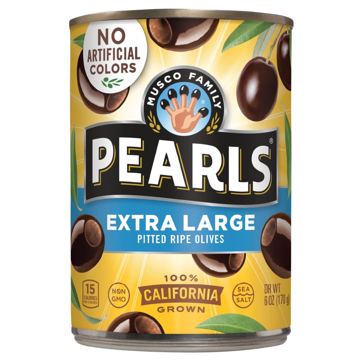 Pearls Extra Large Black Ripe Pitted Olives, 6 oz Cans, Pack of 8