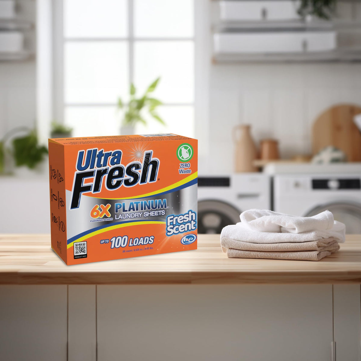 Ultra Fresh Platinum 2 Pack Laundry Soap Detergent Sheets, Ultra Concentrated, Stain Fighting, Fresh Scent, 200 Loads