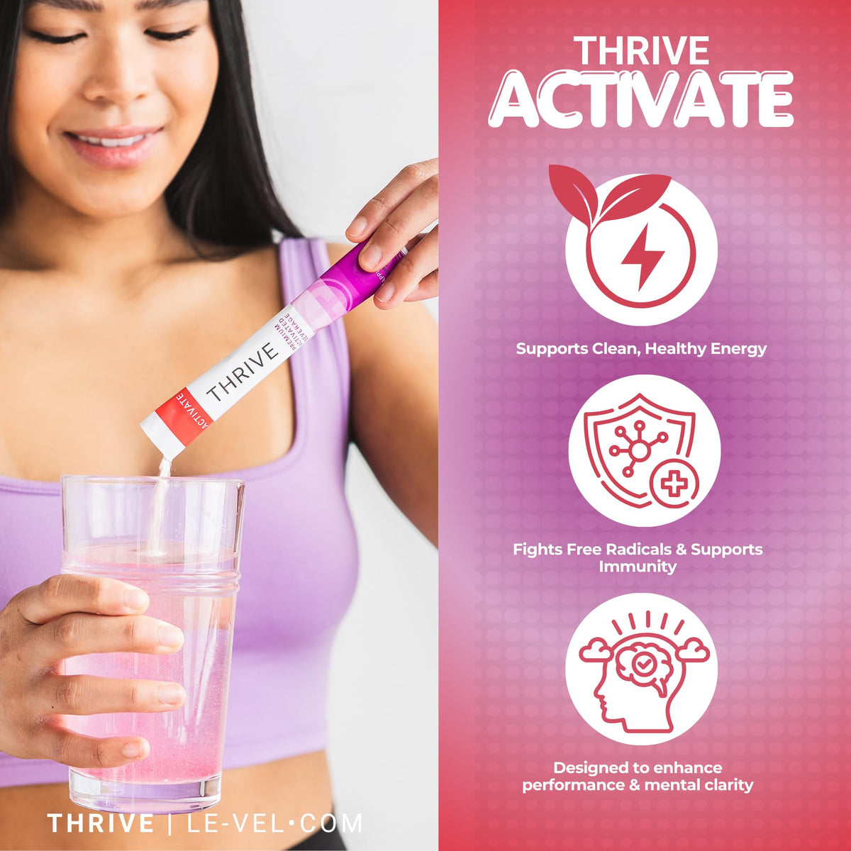 Le-Vel Thrive Activate Apple Berry Drink Mix, 30 Packets