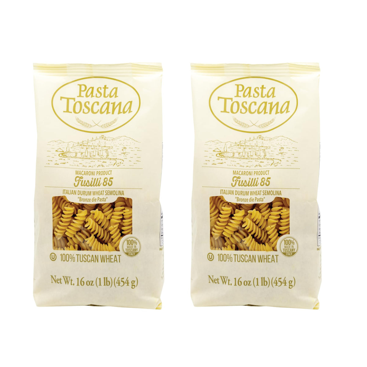 Pasta Toscana | Bronze Die Pasta | Italian Durum Wheat Semolina | Bronze die Pasta, 16 oz (Pack of 2, Fusilli)