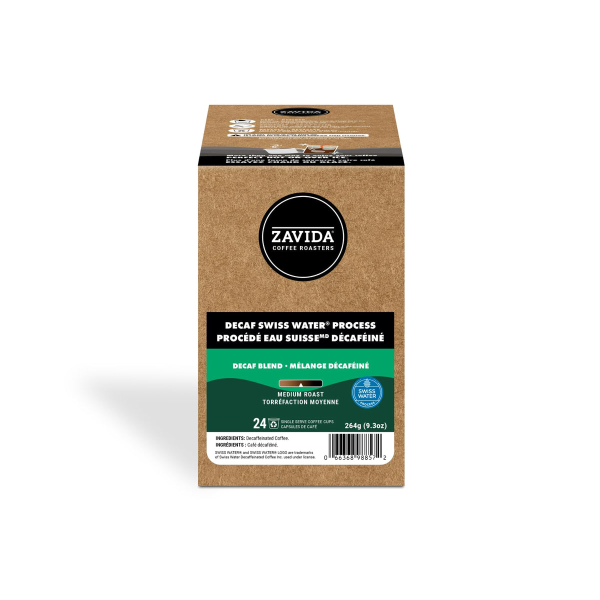 Zavida Decaf Swiss Water Process Single Serve Coffee K Cup Pods, 24 Count