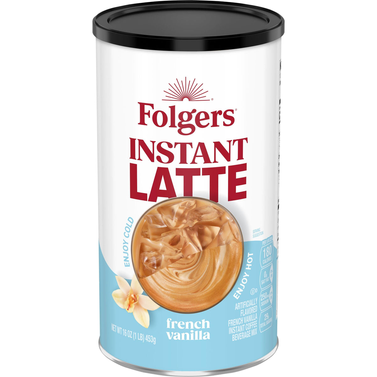 Folgers French Vanilla Flavored Instant Latte, 16 Ounce