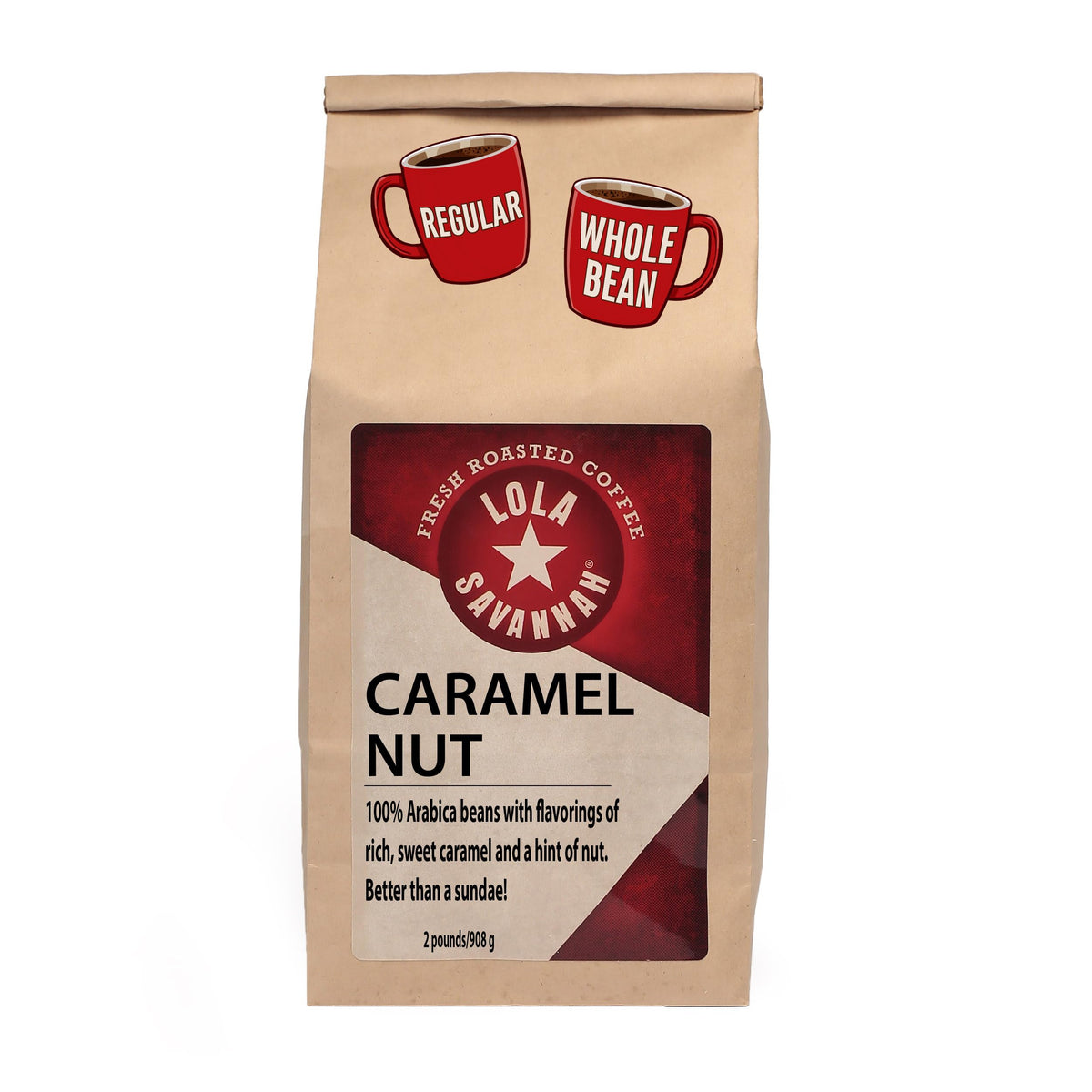 Lola Savannah Caramel Nut Whole Bean Caffeinated Coffee, 2lb