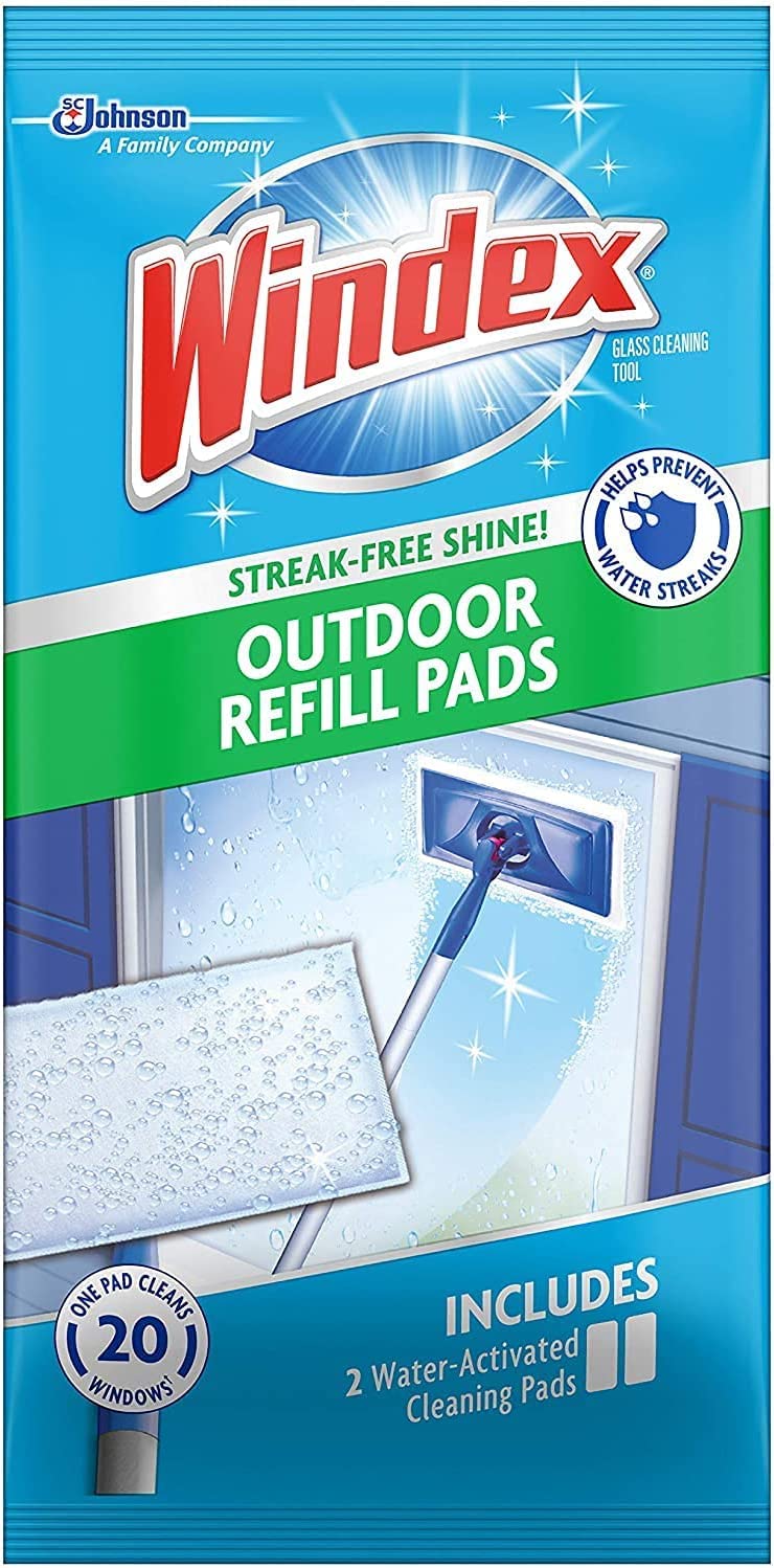 Windex Outdoor All-in-One Window Cleaner Pads Refill, 2 Count (Pack of 1)