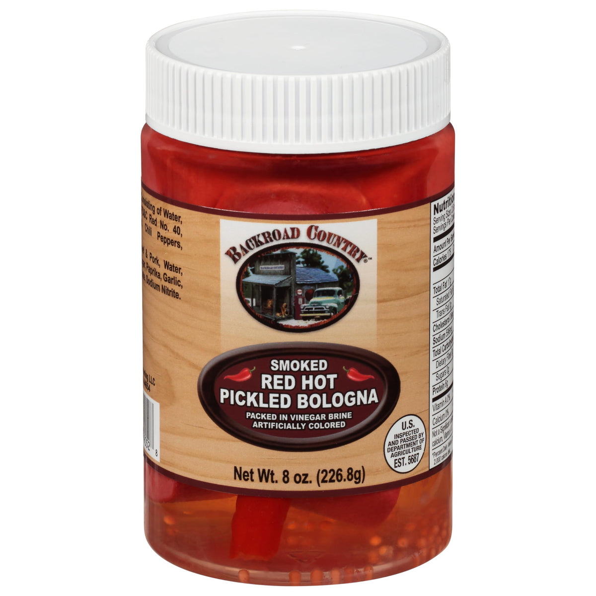 Backroad Country Smoked Red Hot Pickled Bologna 8 Ounces