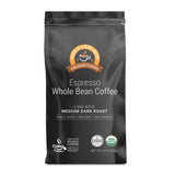 Alex's Low Acid Organic Coffee 12oz Bag - Whole Bean Espresso, Medium Dark Roast (Pack of 6)