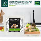 Soeos Rice Paper, 1 Pack, 34 Sheets, Square, 22cm