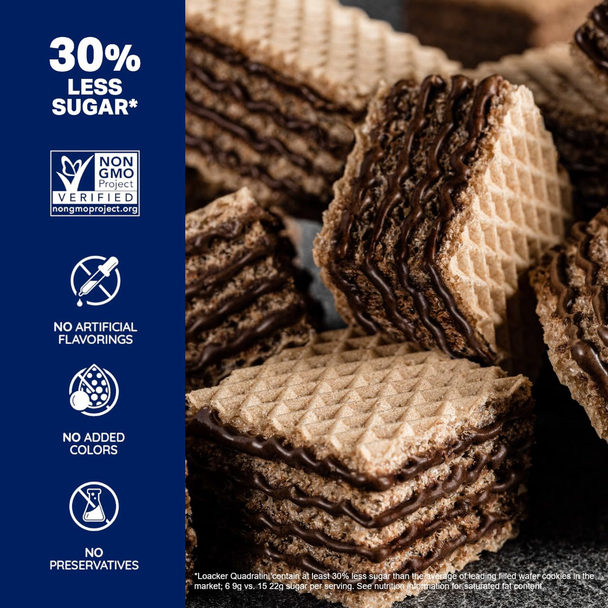 Loacker Quadratini, Chocolate Wafer Cookie, 8.82 Ounce Pack