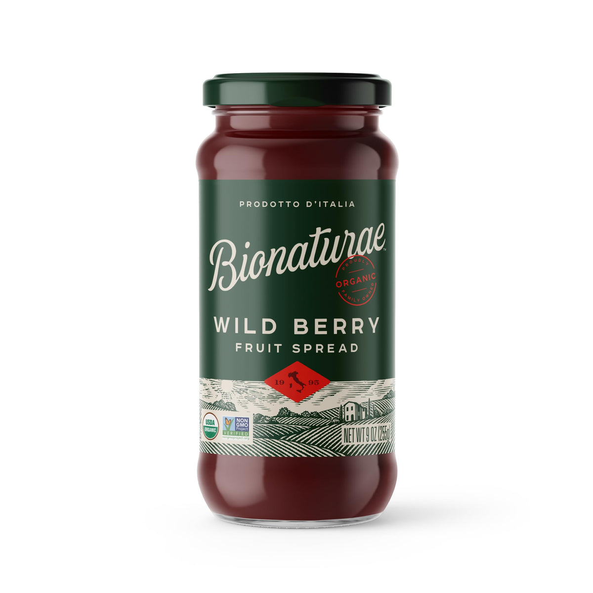 Bionaturae Organic Wild Berry Fruit Spread - Jelly Organic, Non-GMO, USDA Certified, No Sugar Added, No Preservatives, Organic Fruit Jam, Jam Organic