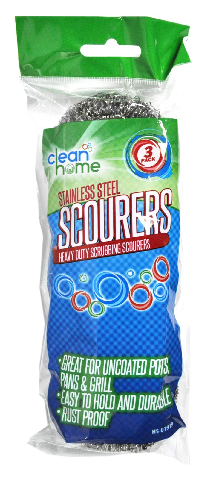 Clean Home Heavy Duty Stainless Steel Scrubbing Scourers