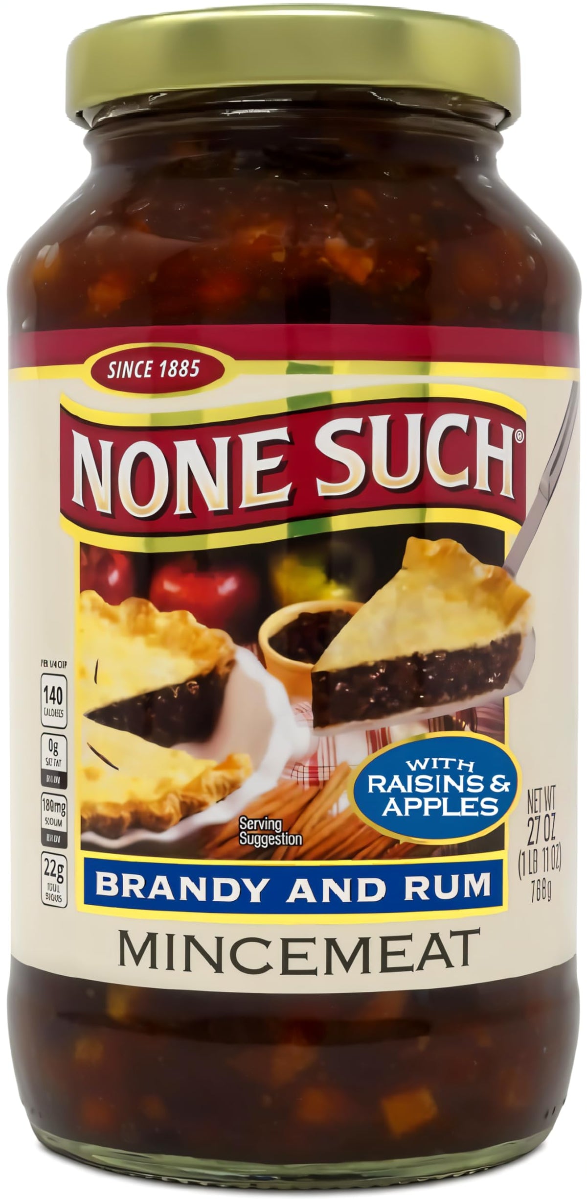 None Such Mincemeat Brandy & Rum - Pie Filling with Apples and Raisins, 27 Ounce (Pack of 1)