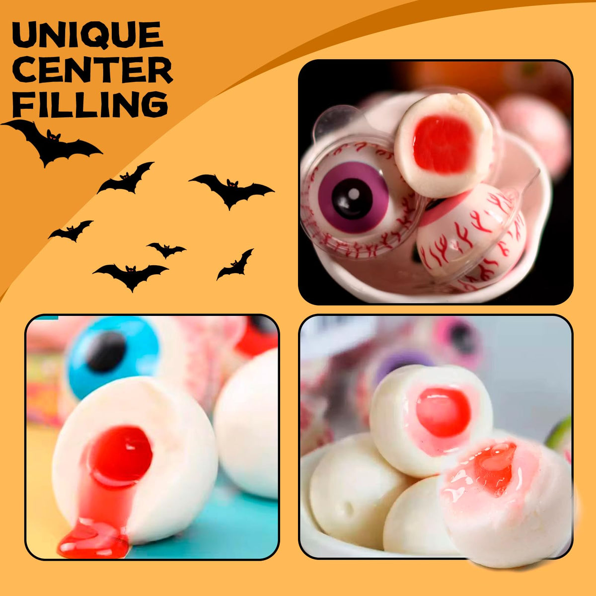 Apexy Eyeball Gummy Candy With Fruity Liquid Center Fat Free Perfect for Halloween & Themed Parties, Fun & Delicious 11.42oz