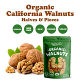 Food to Live Organic California Walnuts Halves & Pieces, 8 Ounces Non-GMO, Raw, Unsalted, Shelled, Vegan, Kosher, Sirtfood, Bulk Snack. High in