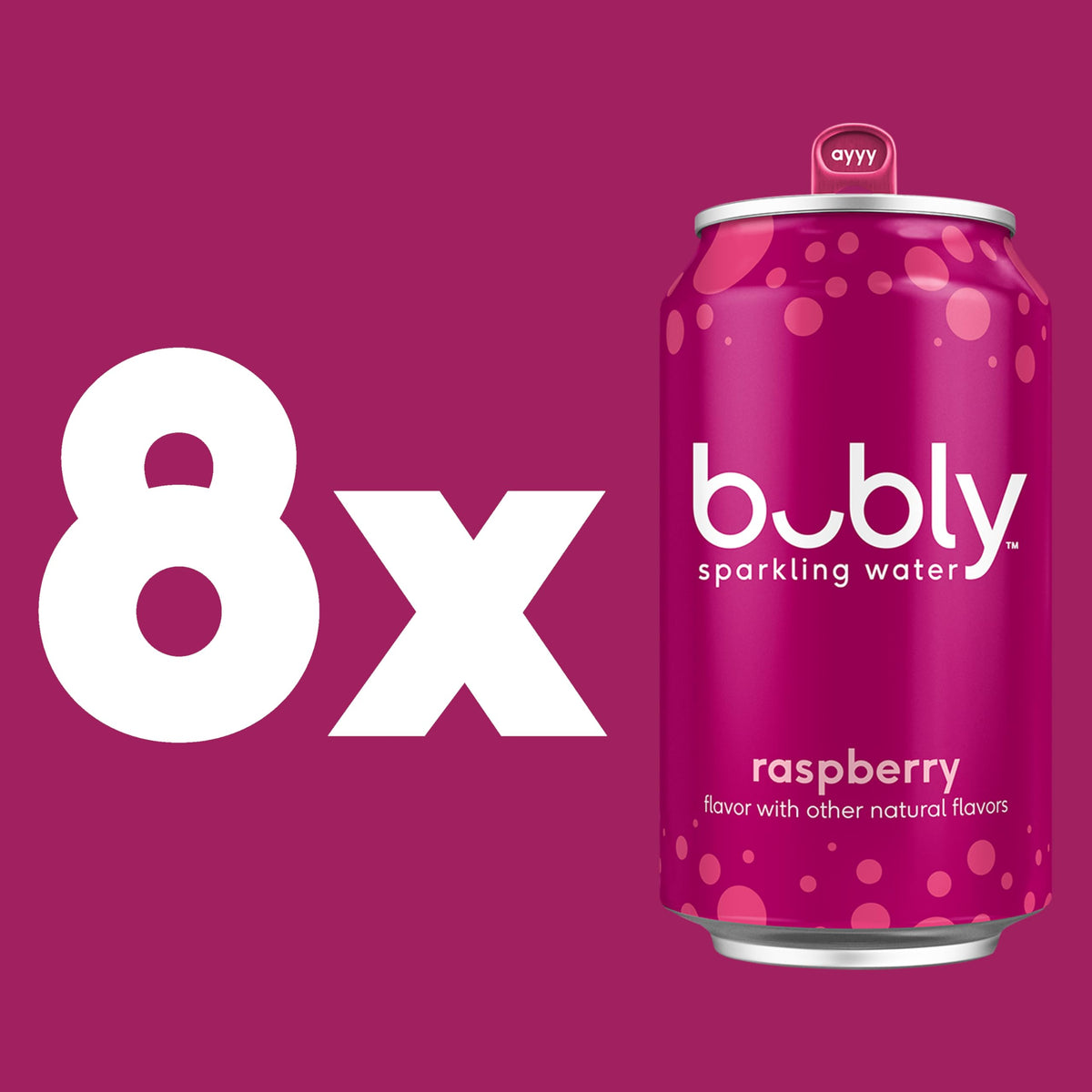 bubly Sparkling Water, Raspberry, Zero Sugar & Zero Calories, 12 Fl Oz Cans (Pack of 8)