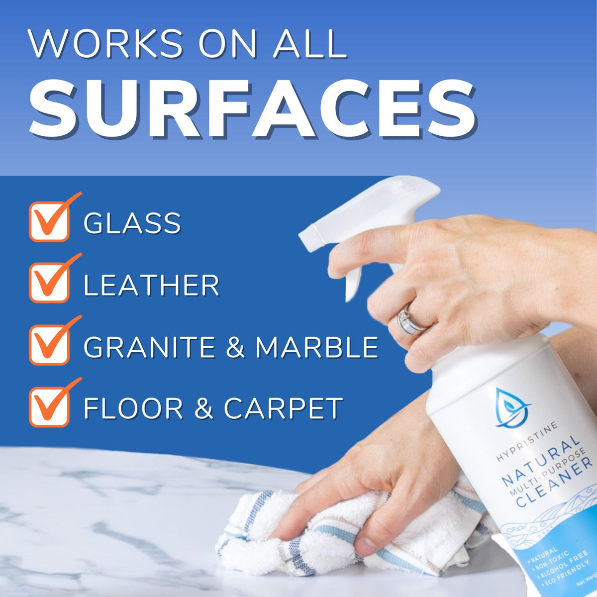 HYPRISTINE Natural Multipurpose Surface Cleaner, 32 fl oz Spray Bottles, 12 Pack