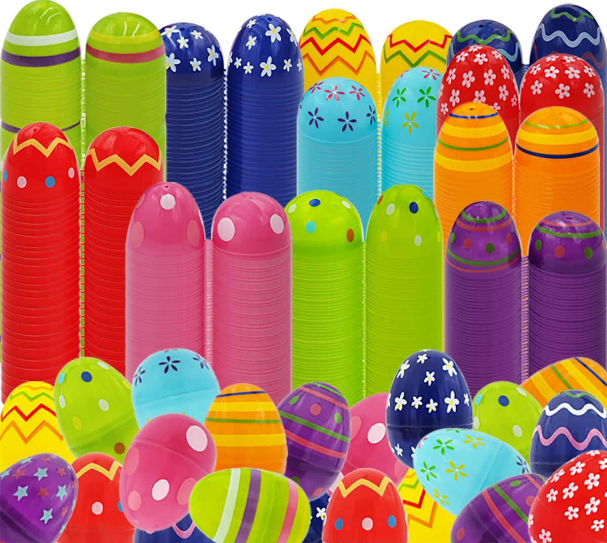Chochkees 2000-Pack Painted Fillable Easter Eggs with Hinge Bulk Colorful Painted Plastic Easter Eggs, Perfect for Easter Egg Hunt, Surprise Egg