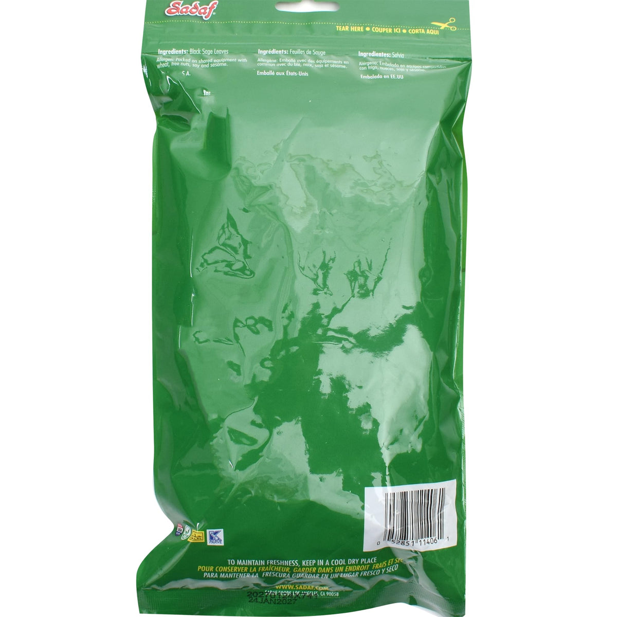 Sadaf Sage Leaves - Whole Sage Leaves for Cooking and Food Flavoring - Salvia Spice - Mediterranean Cuisine - Kosher - 3 Oz Resealable Bag