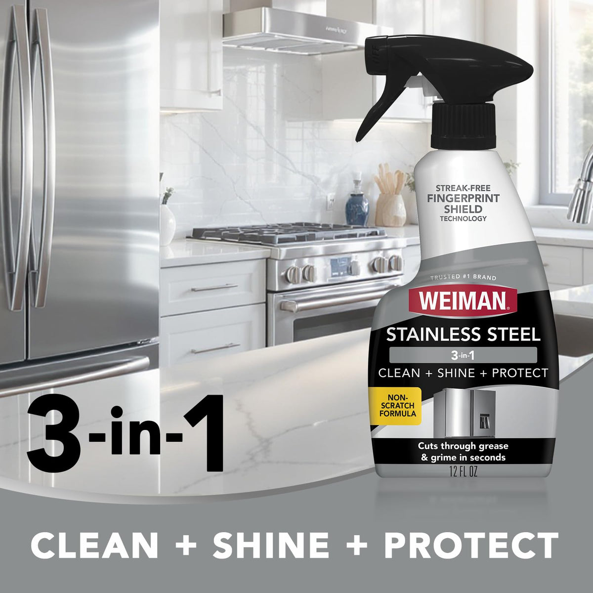 Weiman Stainless Steel Cleaner & Cooktop Daily Cleaner - 12 Ounce - Kitchen Appliance Cleaner Kit