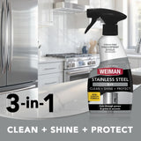 Weiman Stainless Steel Cleaner & Cooktop Daily Cleaner - 12 Ounce - Kitchen Appliance Cleaner Kit