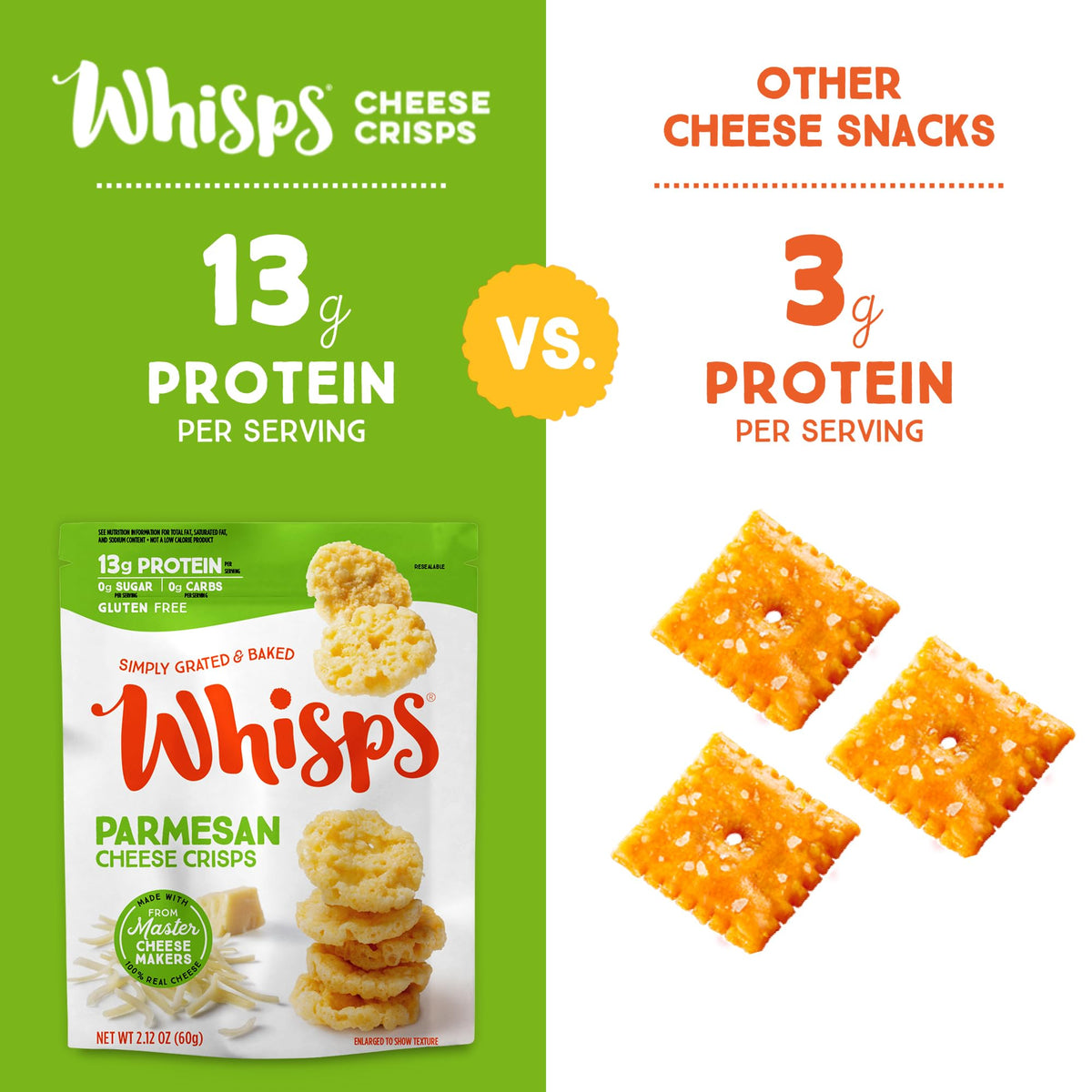 Whisps Cheese Crisps Variety Pack | Protein Chips | Healthy Snacks | Protein Snacks, Gluten Free, High Protein, Low Carb Keto Food | Parmesan, Asiago