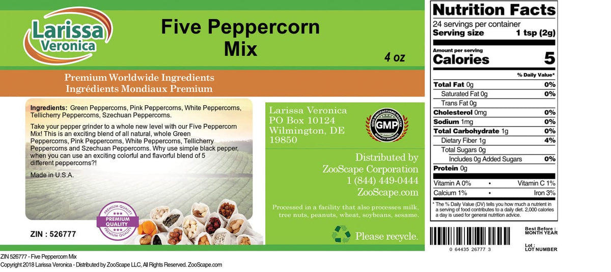 Five Peppercorn Mix (4 oz, ZIN: 526777) - 2 Pack