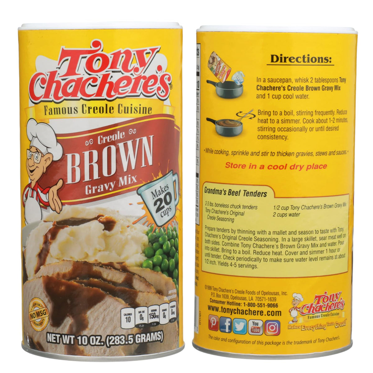 Tony Chachere Instant Gravy Mix, Instant Brown Gravy, 3 Count