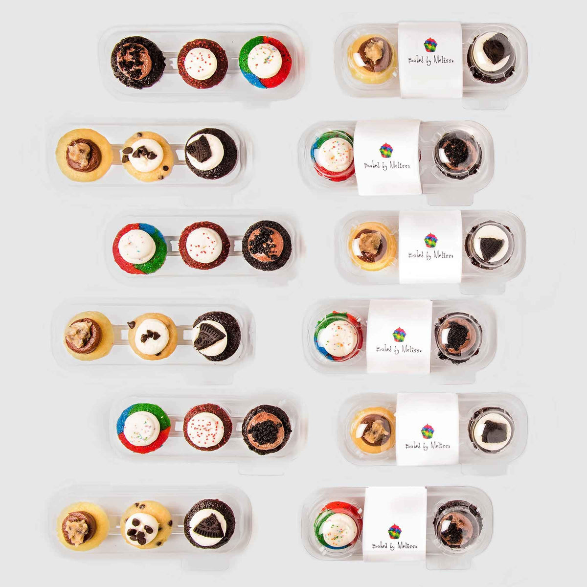 Baked by Melssia Cupcakes - Party Favor Cupcakes (No Nut Flavors) - Assorted 3-Pack Bite-Size Cupcakes (12 Count of 3-Packs)