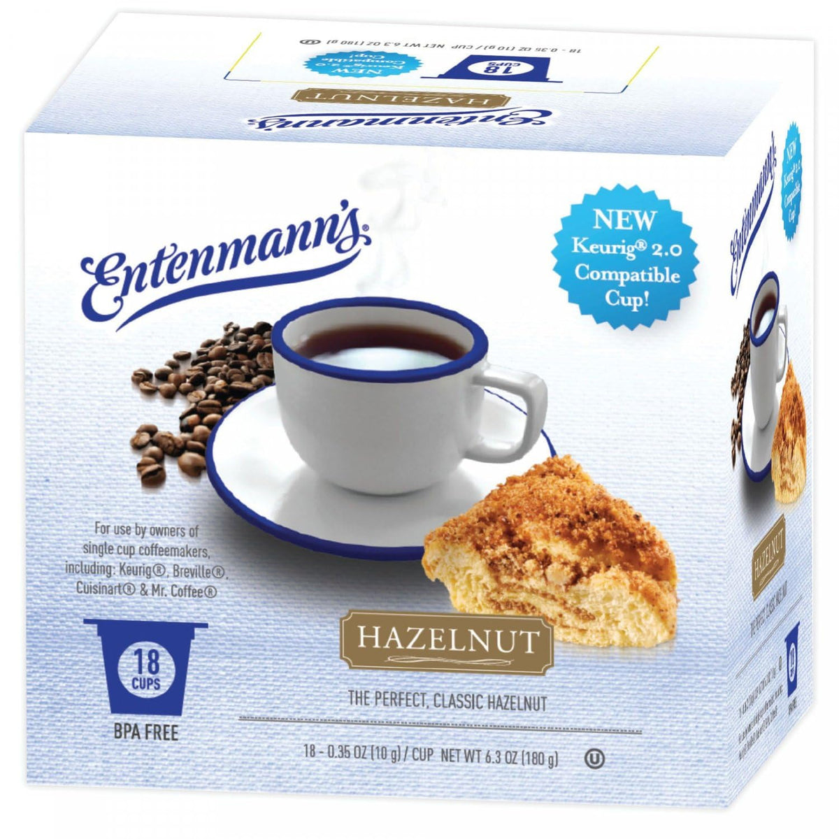 Entenmann's Single Serve Coffee, 18 count box (Hazelnut)
