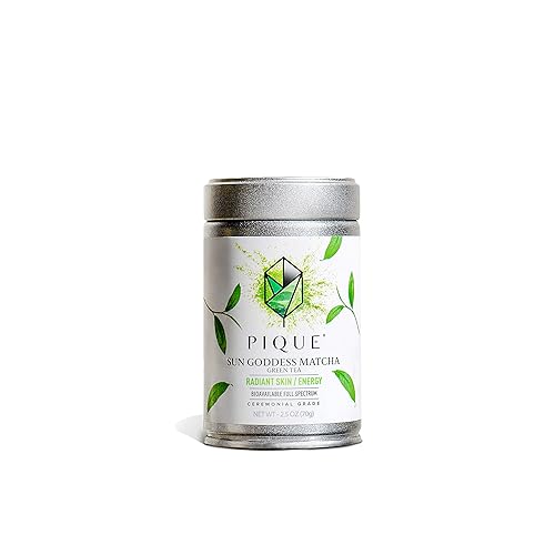 PIQUE Organic Sun Goddess Matcha Tin - Premium First Harvest Ceremonial Grade Matcha Green Tea Powder from Japan (70g/ 2.5oz)