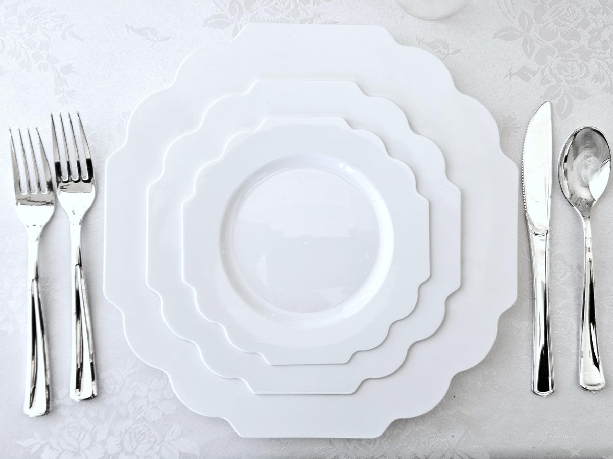 " OCCASIONS " 50 Plates Pack (25 Guests)-Heavyweight Wedding Party Disposable Plastic Plate Set -(25x10.5'' Dinner + 25x8'' Salad/Dessert) (Imperial