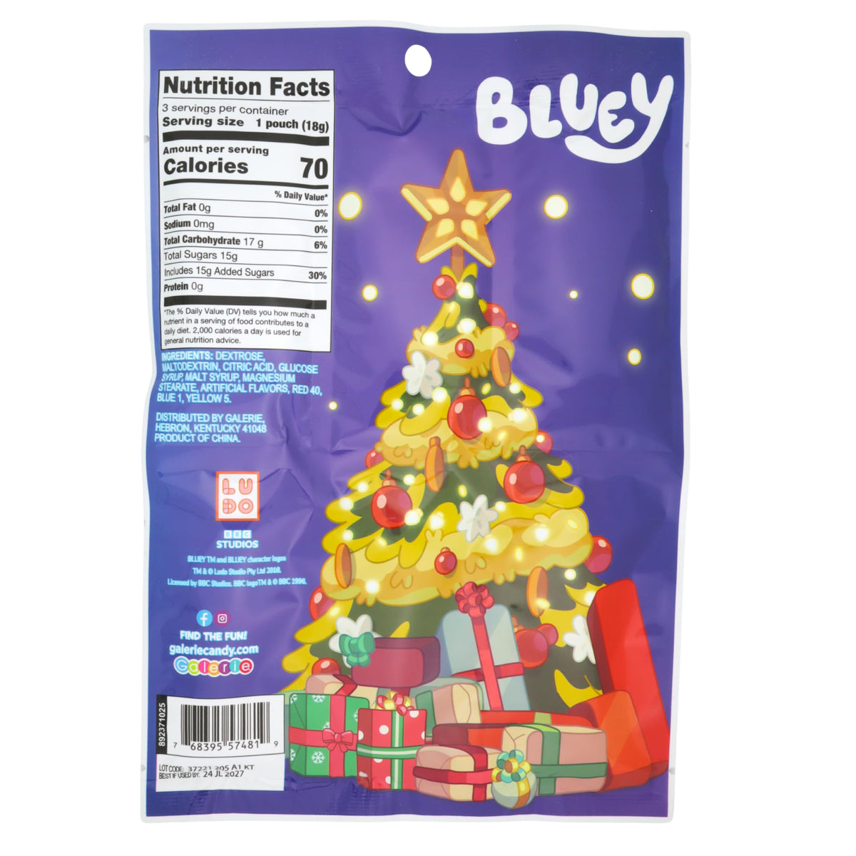 Bluey Dipping Sticks and Powder Candy Pouches, Party Treats, 1.90 Ounces (Pack of 3)