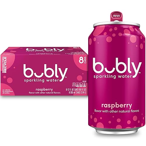 bubly Sparkling Water, Raspberry, Zero Sugar & Zero Calories, 12 Fl Oz Cans (Pack of 8)